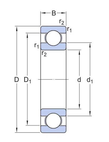 61892 MA Deep Groove Ball Bearing drawing 61892 MA Deep Groove Ball Bearing drawing